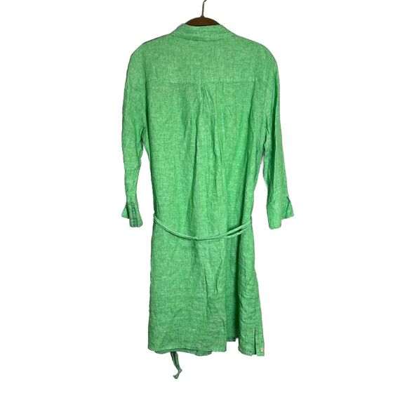 Lilly Pulitzer Dress Women’s Large Gecko Green Pilar Linen Tunic W/ Belt Resort - Picture 3 of 9